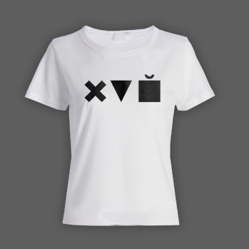 Женская прикольная футболка с принтом "Икс Треугольник Куб"